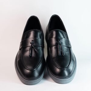 Mocassin Hybride "Urbain" – Cuir Noir & Semelle Grise